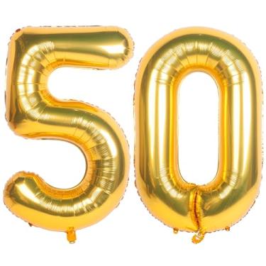 Imagem de CHANGZHONG Balões De 40" Com Números Dourados, Folha Hélio, Mylar, Decoração Para Festa Aniversário E Banquete, 50