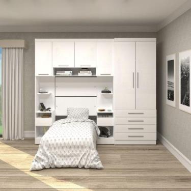 Imagem de Quarto Modulado Solteiro 6 Portas Alpes Luciane, Branco/Branco