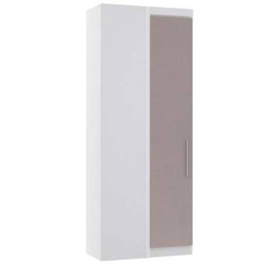 Imagem de Guarda-roupa Canto Reto Modulado 1 Porta Alpes Luciane, Branco/Cinnamo