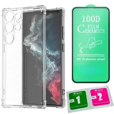 Imagem de [GL CASES] Capa Samsung Galaxy S23 Ultra Capinha Anti Impacto Case De Silicone Transparente Flexível Proteção Câmera + Película Samsung S23 Ultra Para Tela Cerâmica QUE NÃO QUEBRA Cobertura Total