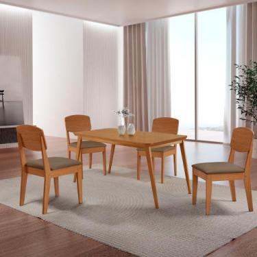 Imagem de Mesa de Jantar Copper 120cm Tampo Canto Copo MDF com 4 Cadeiras Copper