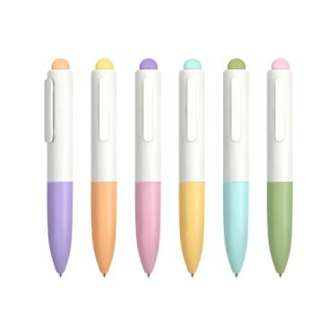 Imagem de VideMundi Conjunto de canetas esferográficas, mini canetas esferográficas retráteis Macaron fofas – Pacote com 6 | Tinta preta, ponta média, secagem rápida, escrita confortável | Canetas de diário