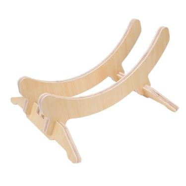 Imagem de Jiawu Suporte para bicicleta, suporte de estacionamento de madeira para bicicleta, suporte ajustável para bicicleta, suporte de exposição portátil de madeira antiderrapante para