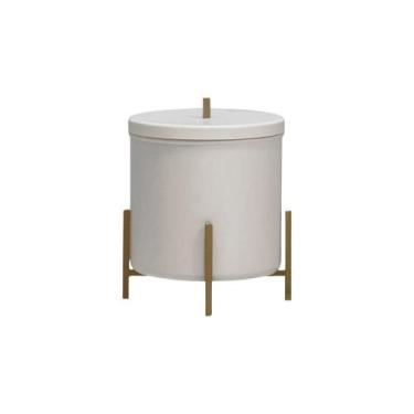 Imagem de Lixeira Branca com Detalhes em Dourado 6 Litros Alumínio Suspensa Cozi