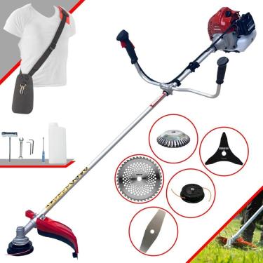 Imagem de Roçadeira Aparador de Grama À Gasolina BCJ431L 43cc 1,7HP Com Carretel e Faca 2 Pontas + Faca 3 Pontas, Faca 40 Dentes de Vídea e Disco Escova de Aço