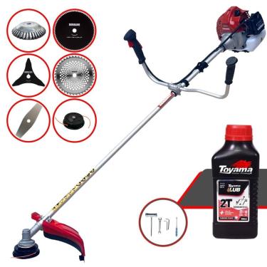 Imagem de Cortador de Grama Profissional À Gasolina Kawashima BCJ431L 43cc 1,7HP 10.000rpm Roçadeira Multifuncional Com 6 Opções de Cortes + ÓLEO TOYAMA 2T