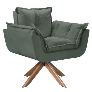 Imagem de Poltrona Opala Giratória Madeira Suede