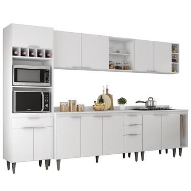 Imagem de Armário de Cozinha Com Tampo CP07 310cm Pérola Branco Z34     - Mpozenato