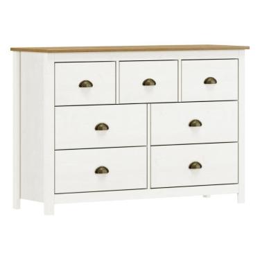 Imagem de Cômoda 7 Gavetas Em Madeira Linha Topázio - Branco/freijó