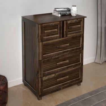 Imagem de Cômoda Floripa Madeira Maciça 5 Gavetas Imbuia Naturall - Pnr Móveis