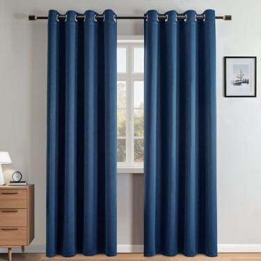 Imagem de RainCharm Cortinas blecaute de 267 cm para quarto, conjunto de 2 painéis de 2 painéis, cortinas blackout com isolamento térmico para janelas de sala de estar (L52 x C 108, azul marinho)