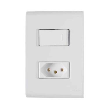 Imagem de Interruptor Simples + Tomada 20a Linha Liz Tramontina - Branco - Modular - Parafusos Inclusos