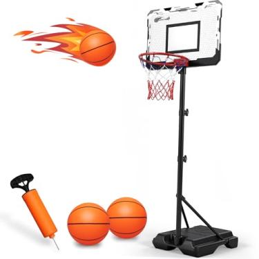 Imagem de Cesta de basquete ao ar livre de 1,8 m, cesta de basquete para piscina com bola, base, aro de aço inoxidável, aros e gols portáteis de basquete para crianças, jovens e adultos no quintal