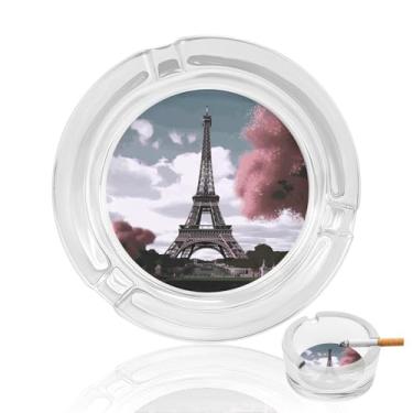 Imagem de Cinzeiro de vidro de cristal da Torre Eiffel, cinzeiro redondo para fumar de vidro resistente, portátil, decorativo, moderno, para uso em casa, escritório, interior, exterior, pátio