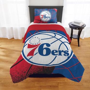Imagem de NORTHWEST Conjunto de edredom Philadelphia 76ers oficialmente licenciado pela NBA – Casal/Queen e Twin/Twin GG – Roupa de cama macia com logotipo do time e fronhas – Conjunto de quarto de fã de