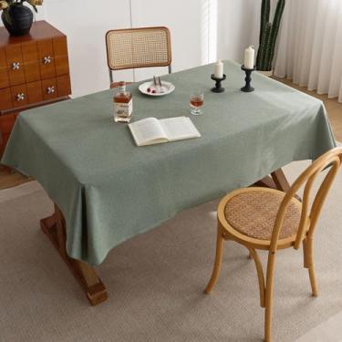 Imagem de KAIJIE Toalha de mesa com padrão de textura, algodão, linho, cor sólida, retangular, cobertura de mesa adequada para festas, piquenique, jantar, jardim, 80 x 120 cm, ciano claro