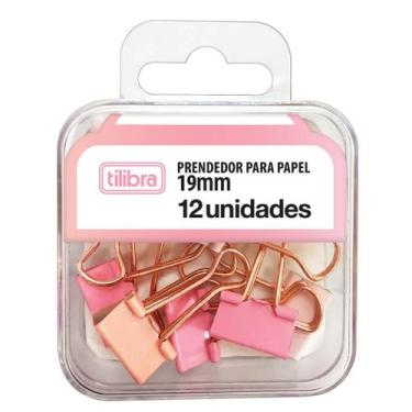 Imagem de Prendedor de Papel Metal 19mm Com 12 Unidades Dourado, Rose Gold, Rosa