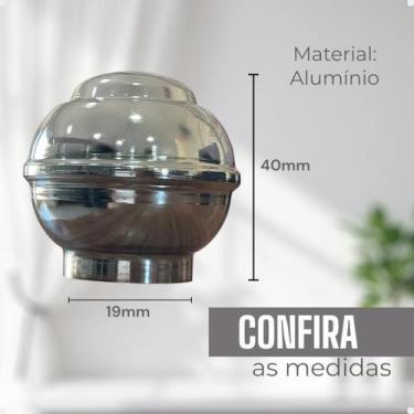 Imagem de Kit Ponteira Bola 19mm Alumínio Varão Cortina Instalação Cores Tubo Co