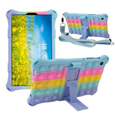 Imagem de Misenya Capa para Samsung Galaxy Tab A7 Lite 22.1 cm 2021 (SM-T220/T225/T227) fina, leve e macia com três dobras (azul colorido)