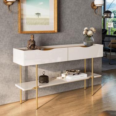 Imagem de Aparador Sala De Estar Ou Jantar Cairo C- 2 Gavetas C- Pés De Ferro - Lukaliam Móveis