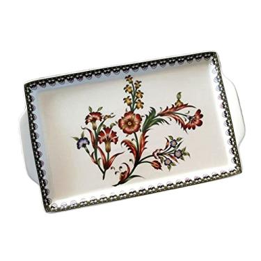 Imagem de Bandejas de servir bandeja de cerâmica criativa com padrão de rachadura bandeja de armazenamento retangular para sala de estar, mesa de café, bandeja decorativa de frutas (C)