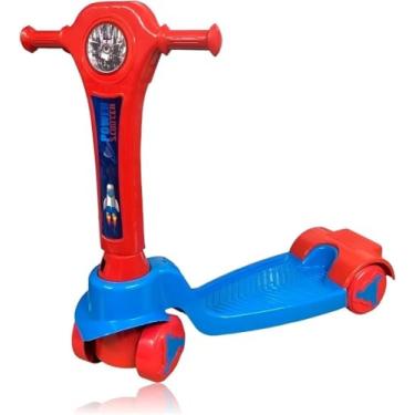 Imagem de Patinete Infantil Dobrável com 4 Rodas, Vermelho e Azul, para 3-6 Anos, Suporta até 30kg