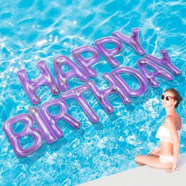 Imagem de Pool Float Shappy Happy Happy Birthday 20" letras roxas