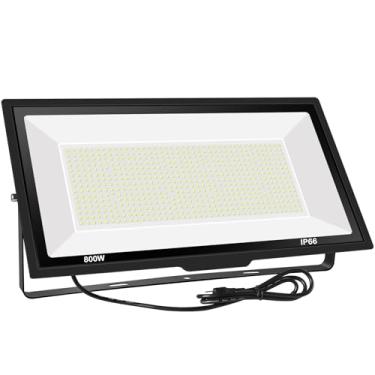 Imagem de Gopretty Holofote LED de 800 W ao ar livre, equivalente a 3600 W holofote super brilhante com plugue, 80000LM 6000K luz do dia branca IP66 iluminação comercial à prova d'água para campos esportivos