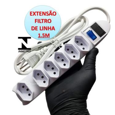 Imagem de Extensão Elétrica 6 Tomadas Filtro Linha Fusível 1,5 Metros SL7606 - L