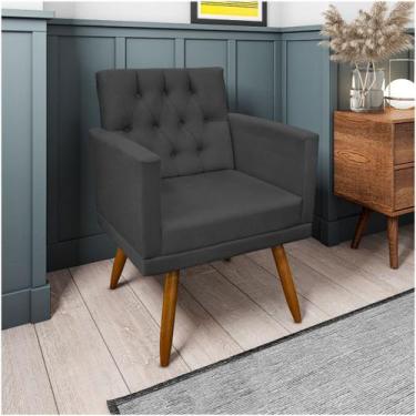 Imagem de Poltrona Decorativa Larah Capitonê Cinza Visalar Móveis