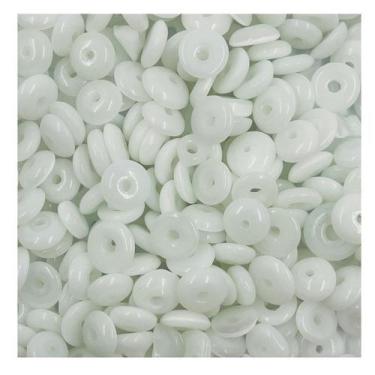 Imagem de Miçanga Contas Branca 9mm 50pçs Bolinhas Achatadas Passante 15g - Maca