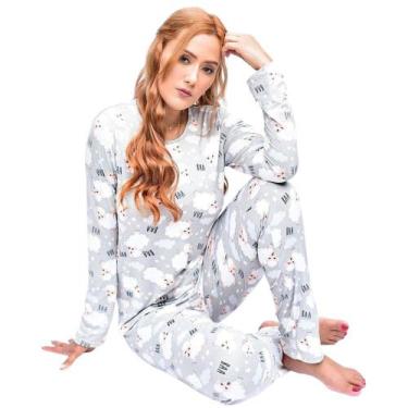 Imagem de Conjunto Pijama Feminino Adulto Inverno Longo Conforto Suede - Nannami