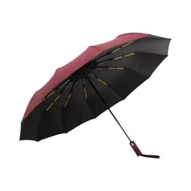 Imagem de Guarda-chuva Automático Preto De 12 Varetas, Resistente a UV, Grosso, 