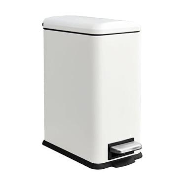 Imagem de Lata de lixo JM  YIPENG 10L/2,6 galões de aço inoxidável branca - JM Y