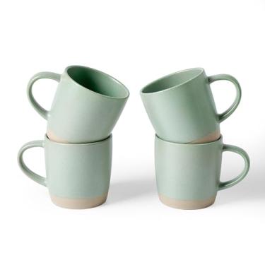 Imagem de famiware Conjunto de 4 canecas de café, conjunto de canecas Milkyway 368 g, conjunto de copos de cerâmica com alça para café, chá, cacau, leite, verde claro