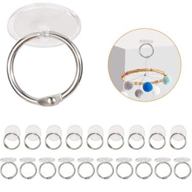 Imagem de Gancho de teto adesivo OOTSR de 2 cm para pendurar em disco pequeno com anéis de ligação de 2,5 cm, suporte de pôster de disco adesivo potente para pendurar no teto e ganchos de parede conjunto de bandeiras de teto de fita forte