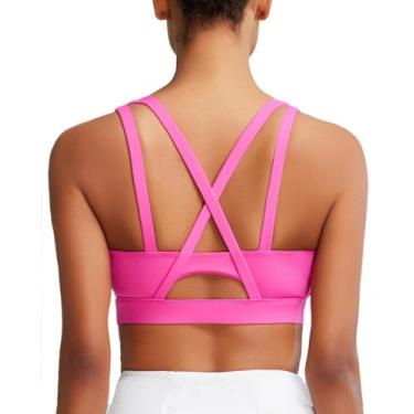 Imagem de Sutiã esportivo RUNNING GIRL High Support Criss-Cross Back rosa choque