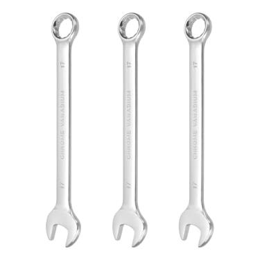 Imagem de HARFINGTON 3 peças chave de combinação 17 mm caixa métrica de 12 pontos e chave inglesa de extremidade dupla CR-V de extremidade aberta para reparo de máquinas automotivas de móveis de tubulação DIY