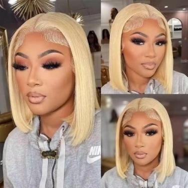Imagem de Peruca Panda Angel 613 Blonde Bob Human Hair 13x4 em renda frontal