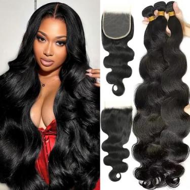 Imagem de Pacotes de cabelo e fecho LUCASHA Body Wave 12A Brazilian