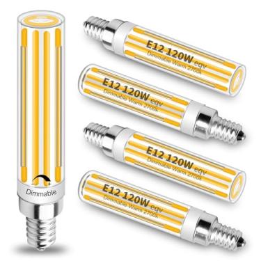 Imagem de Megereet Lâmpadas LED E12 reguláveis atualizadas 120W 100W equivalente a lâmpada incandescente, lâmpada de candelabro E12 super brilhante COB E12 lâmpada de milho LED 12W 1300LM, branco quente 2700K