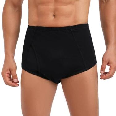 Imagem de Calvoria Cuecas masculinas para incontinência – Calcinha lavável à prova de vazamento de algodão com mosca, à prova de vazamento frontal e traseira, absorção de 150 ml (P, preta)