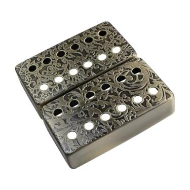 Imagem de OVSAL Conjunto de 2 capas de captador de guitarra de latão 50 mm/52 mm com haste Spcing, capas de captador de guitarra elétrica Humbucker para guitarra elétrica Ep Lp Les Paul (cor bronze)
