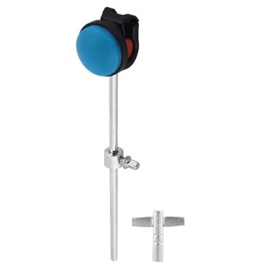 Imagem de Batedor de tambor vermelho com alça de aço inoxidável de silicone, cabeça de martelo, batedor, pedal de tambor com chave de bateria para pedal de bumbo (azul celeste)