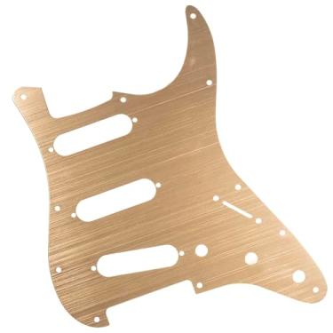 Imagem de DIAO79NI Pickguard de alumínio SSS Strat de 11 furos para guitarra elétrica Fender USA/Mexican Made Standard Stratocaster estilo moderno, champanhe ouro-1ply (alumínio nodizado).