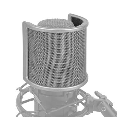Imagem de Geekria Filtro Pop para microfone para criadores, capa de para-brisas com malha de metal e filtro de espuma, máscara antipop compatível com Audio-Technica AT2020, FIFINE K669B, Rode NT-USB (tamanho P