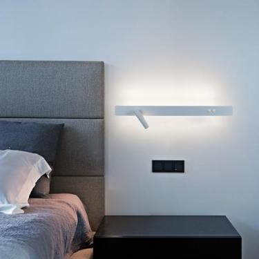 Imagem de GZZBMY Lâmpadas de parede LED internas com 2 interruptores Arandela moderna de alumínio com ajustável Rotativa Lugar Redondo Iluminação de parede para Sala de Estar Quarto Mesa de cabeceira (Luz