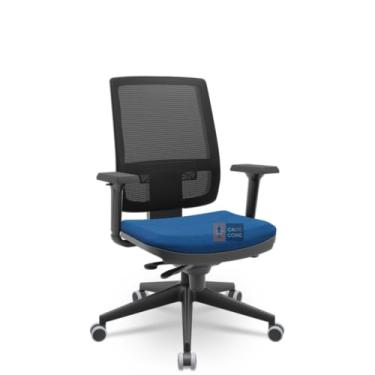 Imagem de Cadeira Brizza Tela 3D Slider Piramidal Preto Sem Apoio NR17 Plaxmetal (Poliéster Azul)