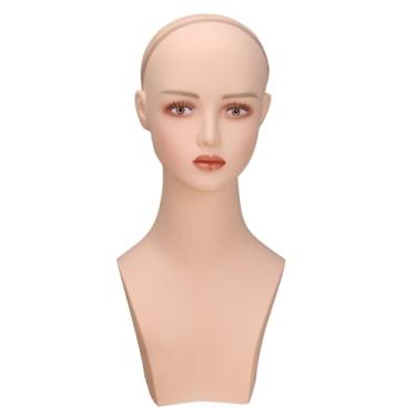 Imagem de oshhni Suporte de exposição de perucas de cabeça de manequim realista com manequim de ombro para brincos, cachecol, perucas, exibição, modelagem, apliques de, Batomzinho