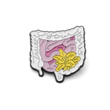 Imagem de PLITI Broche de lapela esmaltado para intestinos presente de gastroenterologista para recuperação de cirurgia do cólon presentes proctologia doenças digestivas presente, Medium, Aço inoxidável, Sem